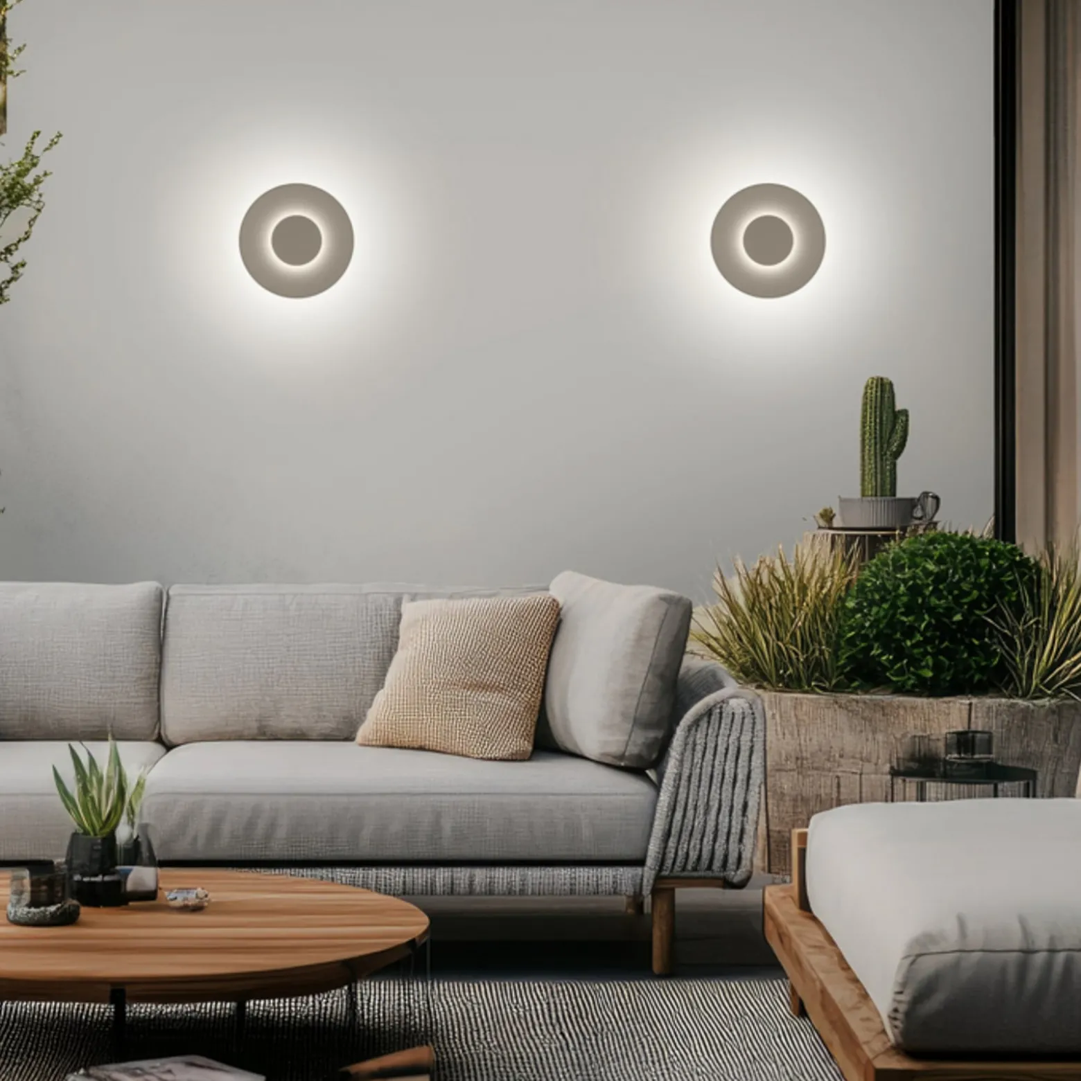 Helestra LED-ulkoseinävalaisin BUD, himmennettävä, vaaleanruskea, IP65