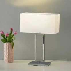 Helestra pöytävalaisin Enna 2, korkeus 53 cm, E14, valkoinen, tekstiili