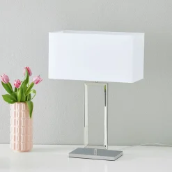 Helestra pöytävalaisin Enna 2, korkeus 53 cm, E14, valkoinen, tekstiili