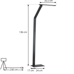 Himmenn. LED-lattialamppu Salome, säädet. valoväri