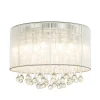 Hopeinen LED-kattovalaisin Sierra riipuksilla
