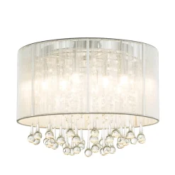 Hopeinen LED-kattovalaisin Sierra riipuksilla
