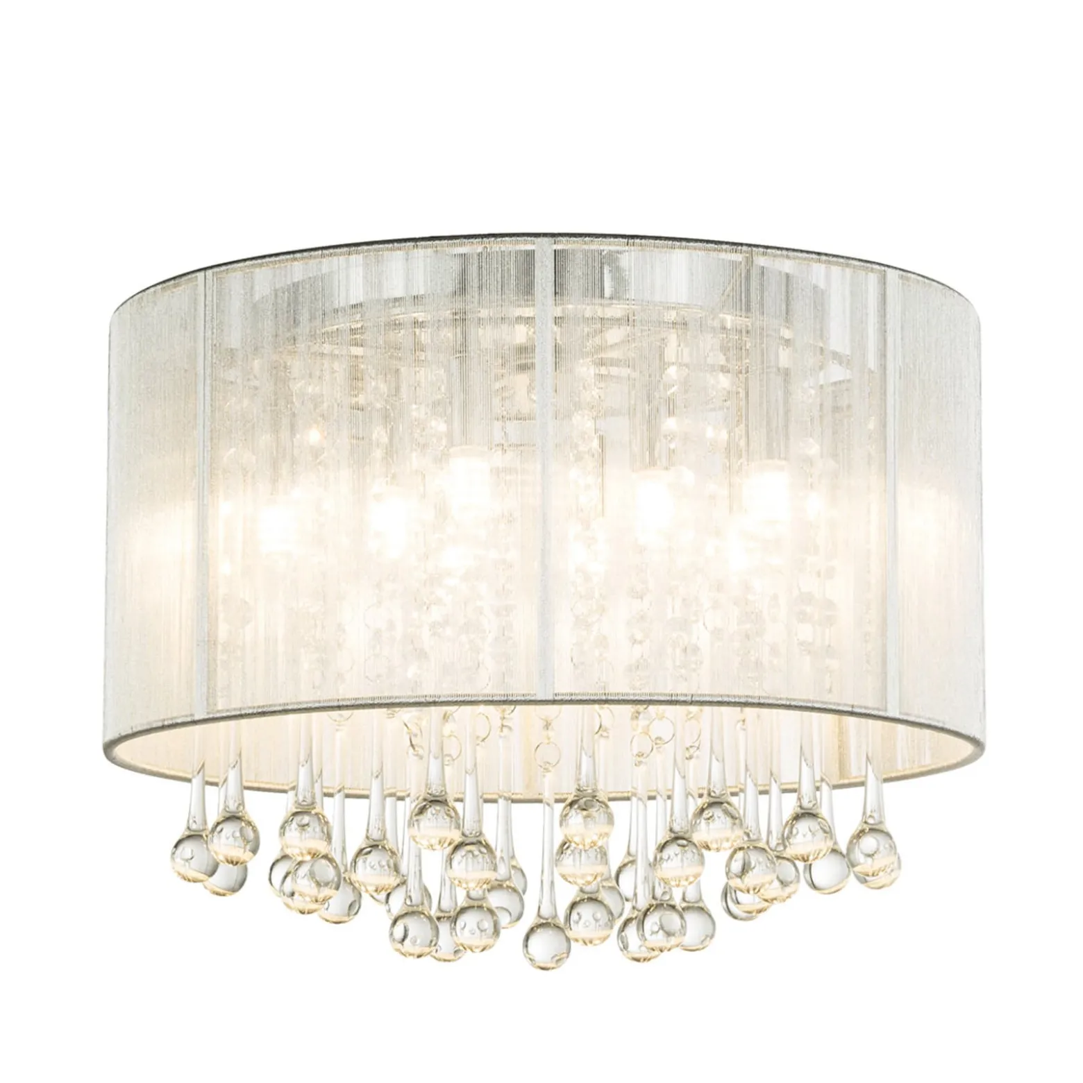 Hopeinen LED-kattovalaisin Sierra riipuksilla