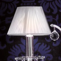 Hopeinen tekstiiliseinävalaisin, kristallit 2-lamp