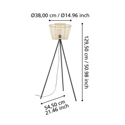 Hykeham-lattiavalaisin, korkeus 129,5 cm, luonnonmusta, bambu