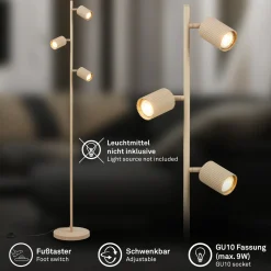 Ida-lattiavalaisin, beige, 3-lamppuinen, korkeus 141 cm, GU10