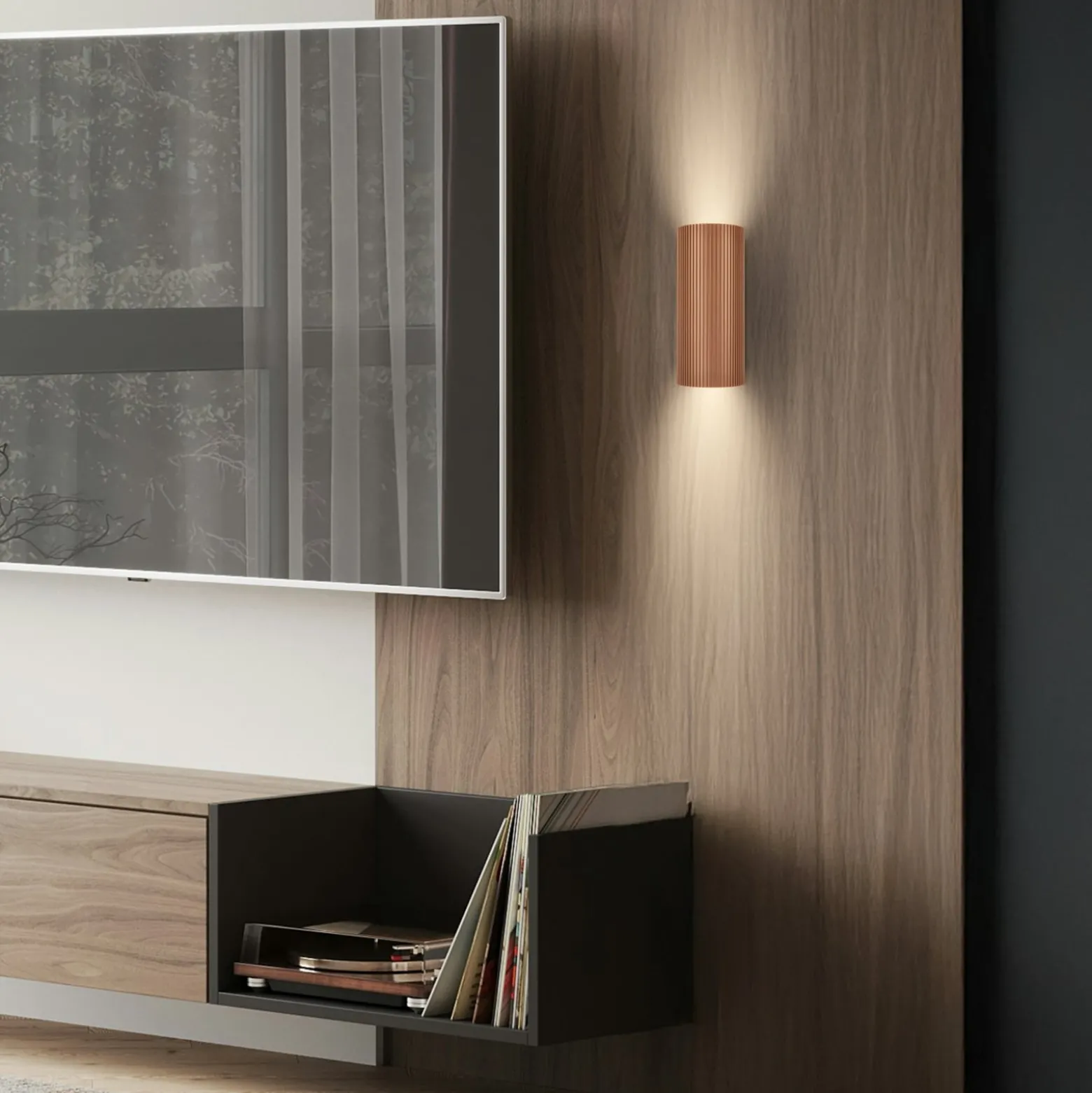 Ida-seinävalaisin, ruskea, muovia, halkaisija 8,5 cm, GU10