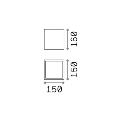 Ideal Lux alasvalo Techo IP54, antrasiitti, metalli 15 x 15 cm