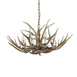 Ideal Lux Chalet kattokruunu, beige, synteettinen hartsi, kahdeksan valoa