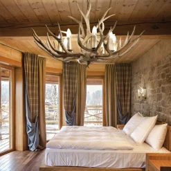 Ideal Lux Chalet kattokruunu, beige, synteettinen hartsi, kahdeksan valoa