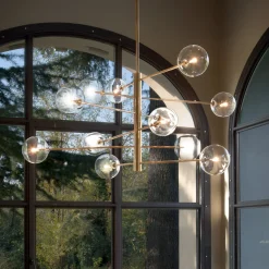 IDEAL LUX Equinoxe -riippuvalo, messinki/keltainen, 12-lamppuinen