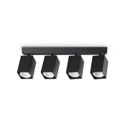 IDEAL LUX kattokohdevalo Dynamite Square, musta, 38 cm, 4-lamppuinen