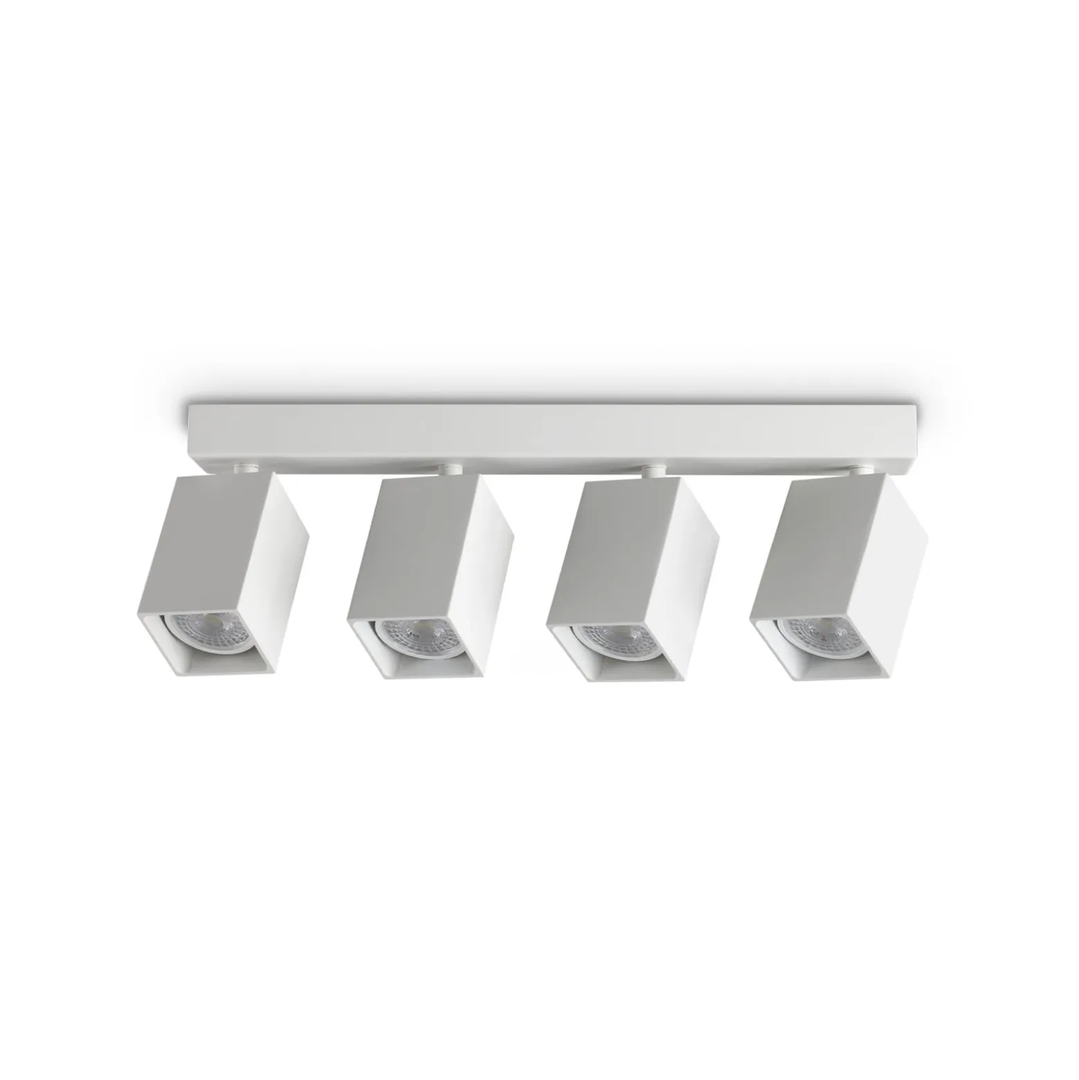 IDEAL LUX-kattokohdevalo Dynamite Square, valkoinen, 38 cm, 4-lamppuinen