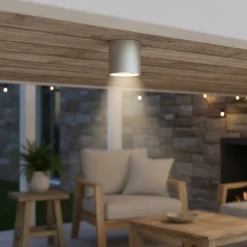 Ideal Lux kattovalaisin Gun, harmaa, alumiini, IP44, GU10