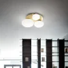 Ideal Lux kattovalaisin Ninfea, messinginvärinen, opaalilasi, 3-valo.