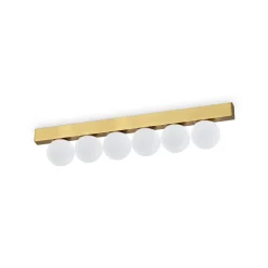 IDEAL LUX LED-kattovalaisin Binomio, messinki, pituus 44 cm, 6-lamppuinen