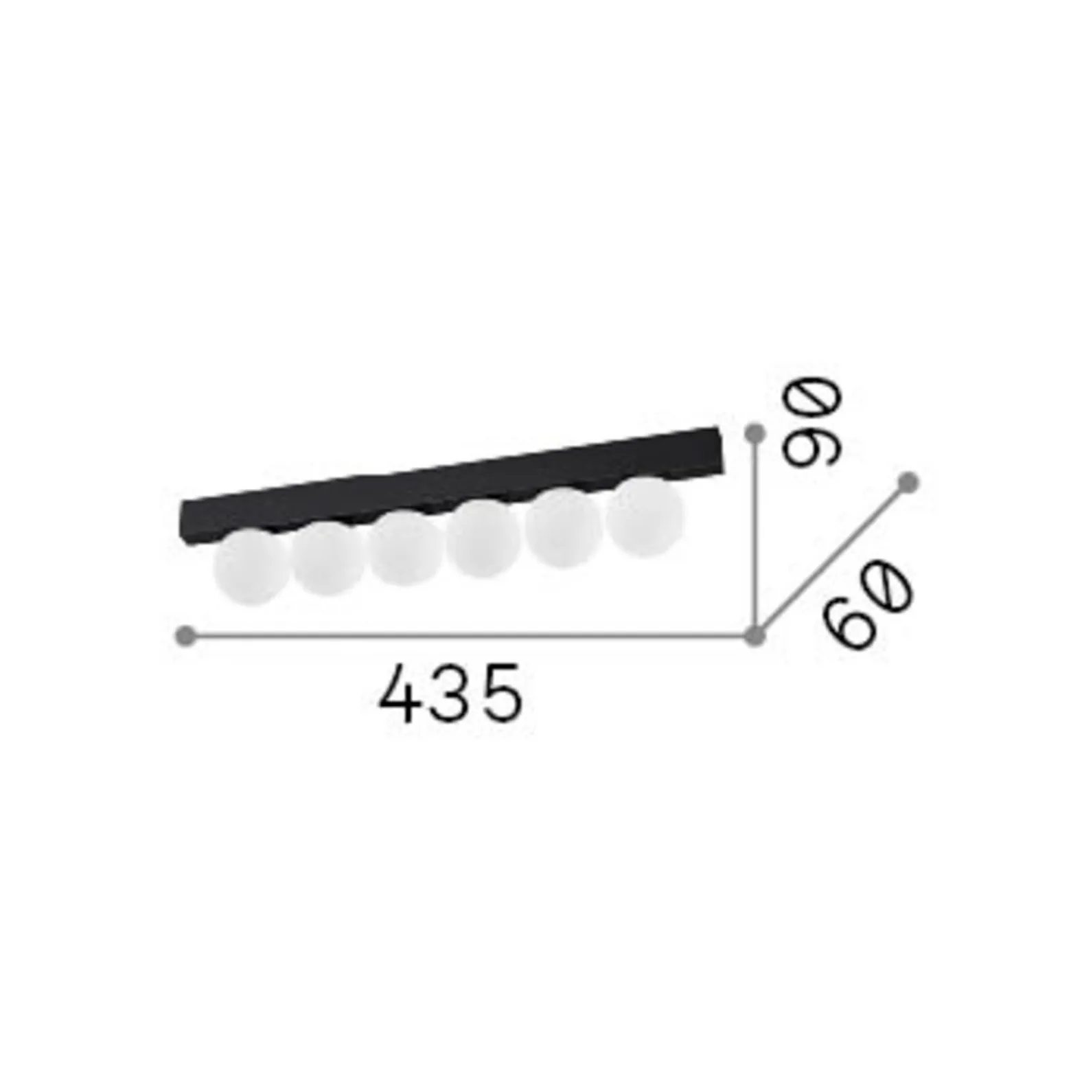 IDEAL LUX LED-kattovalaisin Binomio, messinki, pituus 44 cm, 6-lamppuinen