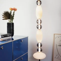 Ideal Lux LED lattiavalaisin Lumiere, opaali/harmaa lasi, korkeus 155 cm