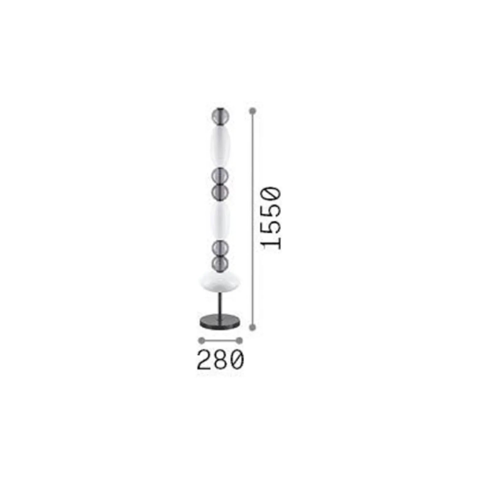 Ideal Lux LED lattiavalaisin Lumiere, opaali/harmaa lasi, korkeus 155 cm