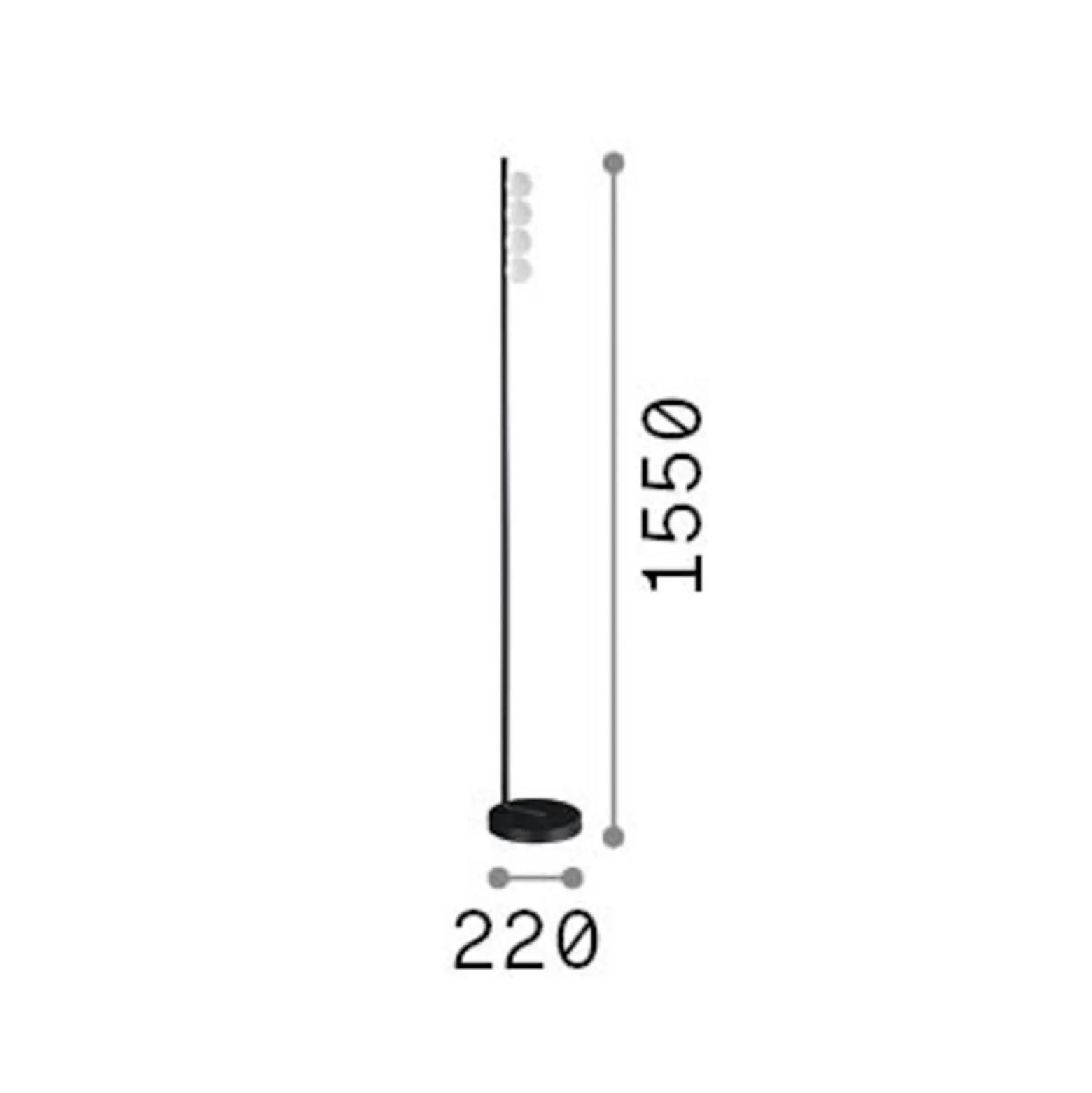 IDEAL LUX LED-lattiavalo Binomio, musta, 155 cm, metalli, 4-lamppuinen