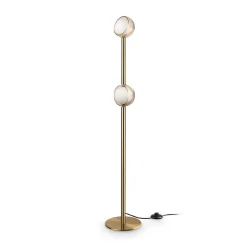 IDEAL LUX LED-lattiavalo Bloom, korkeus 170 cm, messinki, 2-lamppuinen