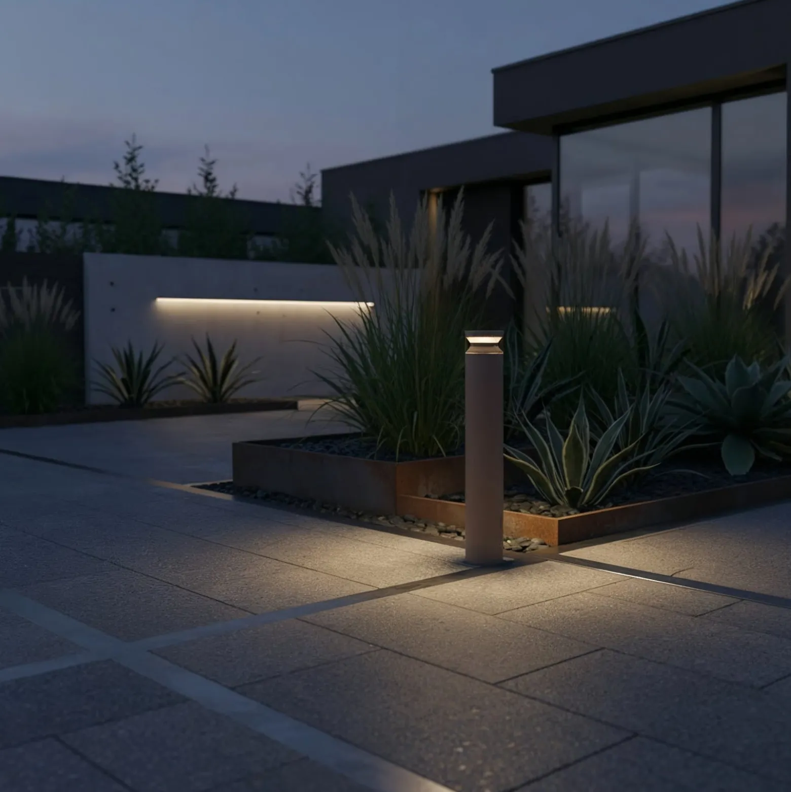 Ideal Lux LED-pylväsvalaisin Boeing, korkeus 70 cm, musta, IP65