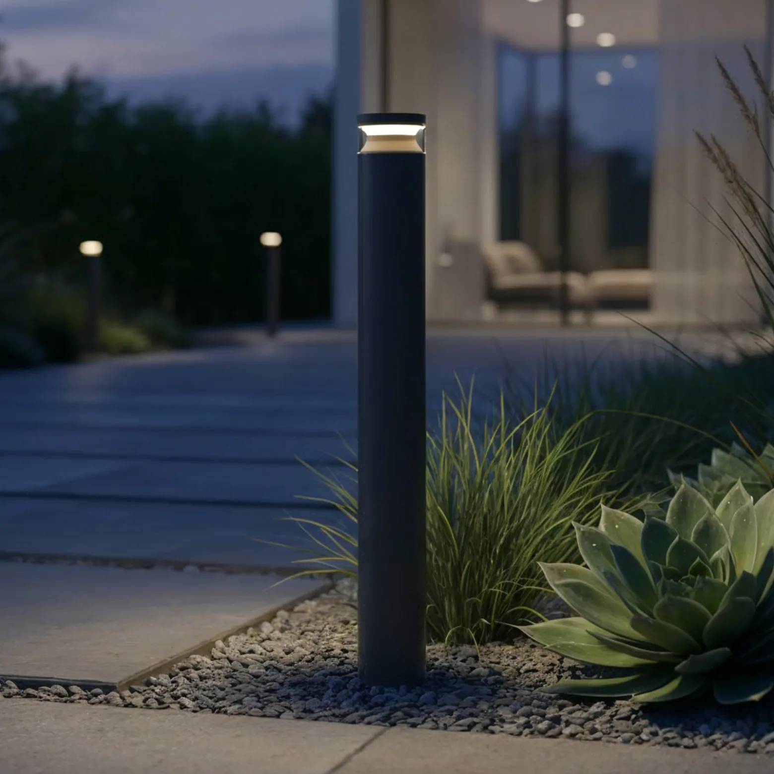 Ideal Lux LED-pylväsvalaisin Boeing, korkeus 100 cm, musta, IP65
