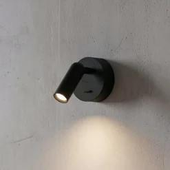 Ideal Lux LED-seinäkohdevalaisin Bean, Ø 7 cm, musta metalli/lasi