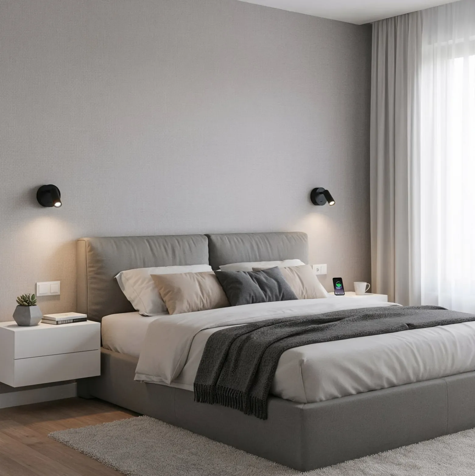Ideal Lux LED-seinäkohdevalaisin Bean, Ø 7 cm, musta metalli/lasi