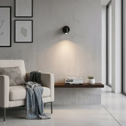 Ideal Lux LED-seinäkohdevalaisin Bean, Ø 7 cm, musta metalli/lasi