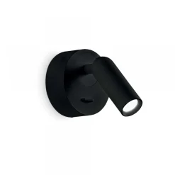 Ideal Lux LED-seinäkohdevalaisin Bean, Ø 7 cm, musta metalli/lasi