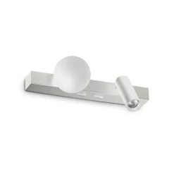IDEAL LUX LED-seinävalaisin Binomio, valkoinen, leveys 22 cm, metallia,