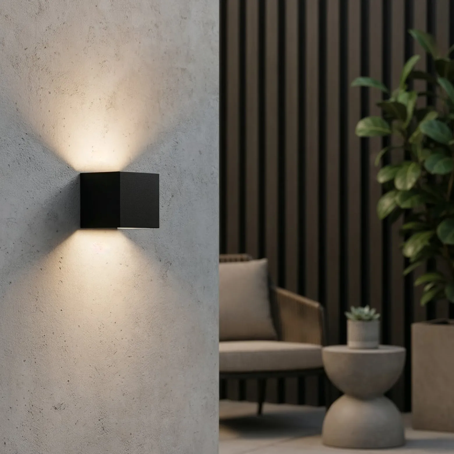Ideal Lux LED-ulkoseinävalaisin Atom, musta, 10 cm, metallia