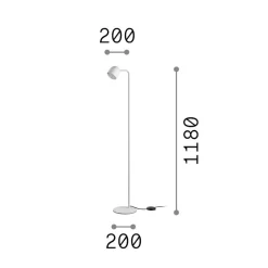 IDEAL LUX -maavalaisin Dodo, musta, korkeus 118 cm, himmennettävä metallinen