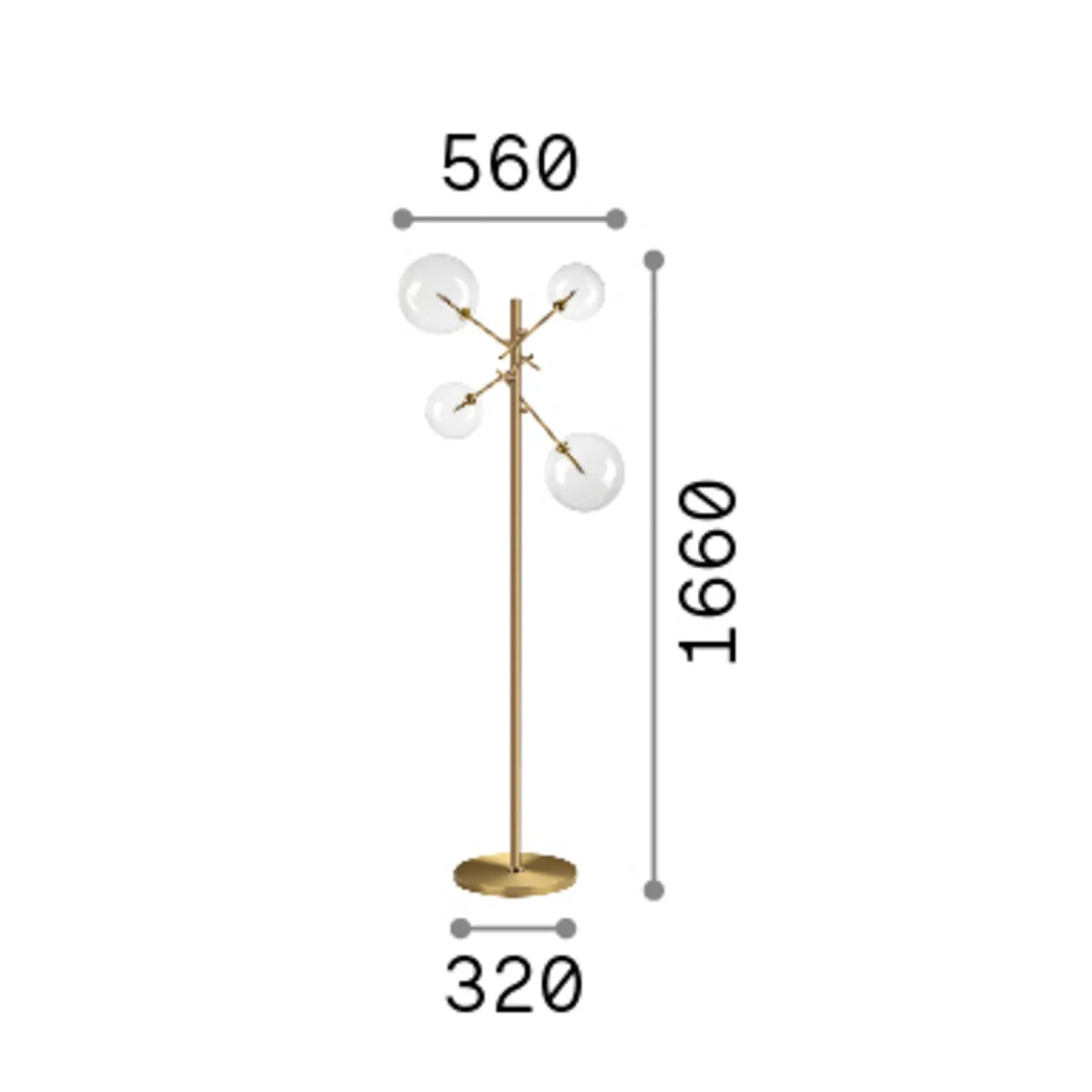 IDEAL LUX -maavalaisin Equinoxe, kromi/kirkas, korkeus 166 cm