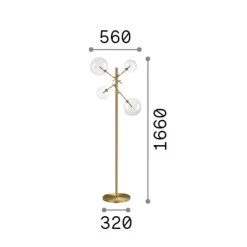 IDEAL LUX -maavalaisin Equinoxe, messinki/kirkas, korkeus 166 cm