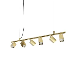 IDEAL LUX -riippuvalo Dynamite Square, messinki, 6-lamppuinen