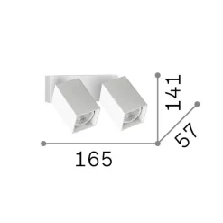 IDEAL LUX -seinäkohdevalaisin Dynamite Square, messinki, 16,5 cm, 2-lamppuinen
