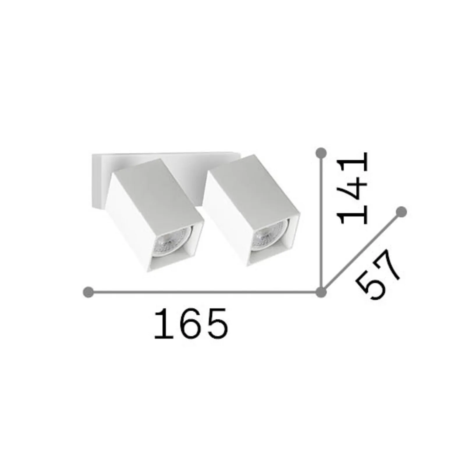 IDEAL LUX -seinäkohdevalaisin Dynamite Square, messinki, 16,5 cm, 2-lamppuinen