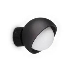 IDEAL LUX -seinälamppu Bloom, musta, Ø 12 cm, metallia