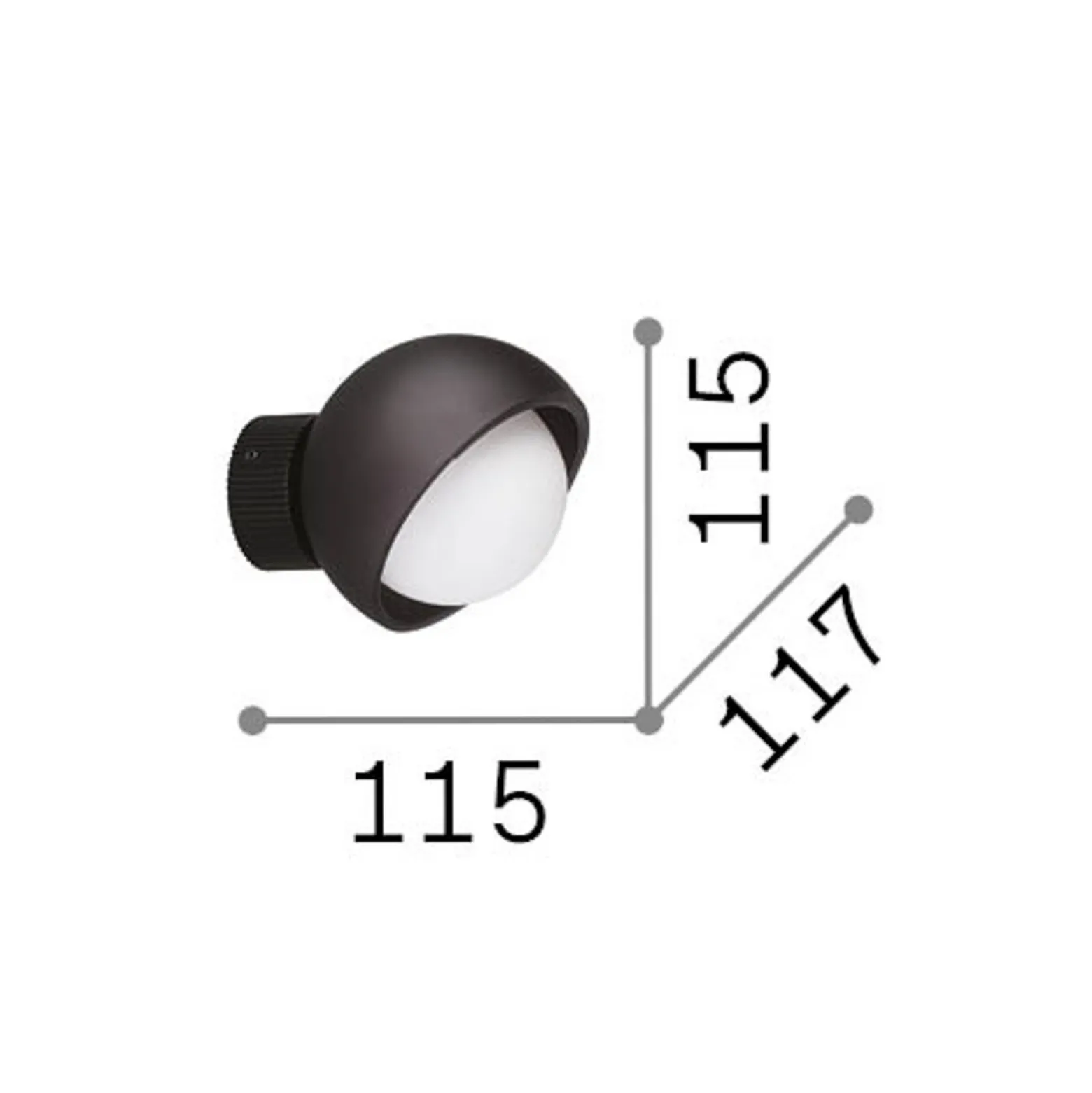 IDEAL LUX -seinälamppu Bloom, musta, Ø 12 cm, metallia