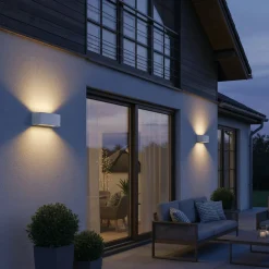 Ideal Lux ulkoseinälamppu Andromeda, valkoinen, leveys 22 cm, alumiini
