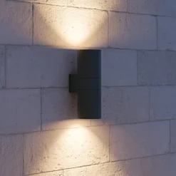 Ideal Lux ulkoseinävalaisin Gun antrasiitti alumiinia, Ø 11 cm, ylös/alas,