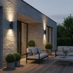 Ideal Lux ulkoseinävalaisin Gun antrasiitti alumiinia, Ø 11 cm, ylös/alas,