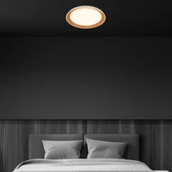 Ijus LED-kattovalaisin, valkoinen/puunvärinen, Ø 43 cm, muovia