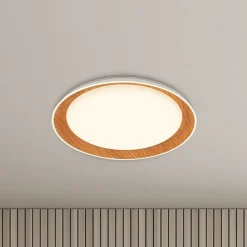 Ijus LED-kattovalaisin, valkoinen/puunvärinen, Ø 43 cm, muovia