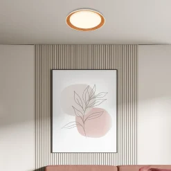 Ijus LED-kattovalaisin, valkoinen/puunvärinen, Ø 43 cm, muovia