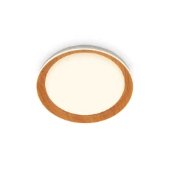 Ijus LED-kattovalaisin, valkoinen/puunvärinen, Ø 43 cm, muovia