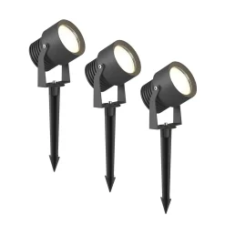 Irina LED-ulkovalaisin, 3 kpl, maadoituspiikki, pistoke, harmaa
