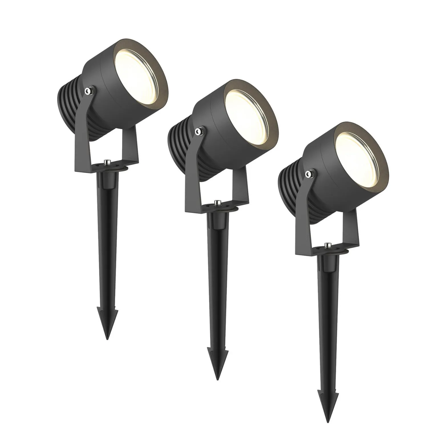 Irina LED-ulkovalaisin, 3 kpl, maadoituspiikki, pistoke, harmaa